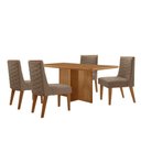 Ver imagem 2 de Mesa Olimpia 120 Mdf Canto Copo e com 4 Cadeiras Safira Veludo Capuccino/naturalle/naturalle