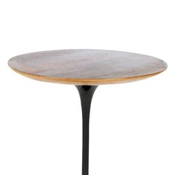Mesa Lateral Tulipa Saarinen Redonda 51 Cm - Imbuia Base Preta - 2