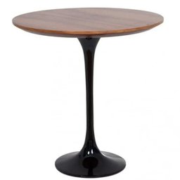 Mesa Lateral Tulipa Saarinen Redonda 51 Cm - Imbuia Base Preta - 1