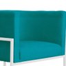Poltrona Luana Suede Turquesa Base Branca Sala Luxo - Fm - 4