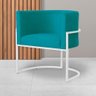 Poltrona Luana Suede Turquesa Base Branca Sala Luxo - Fm - 3