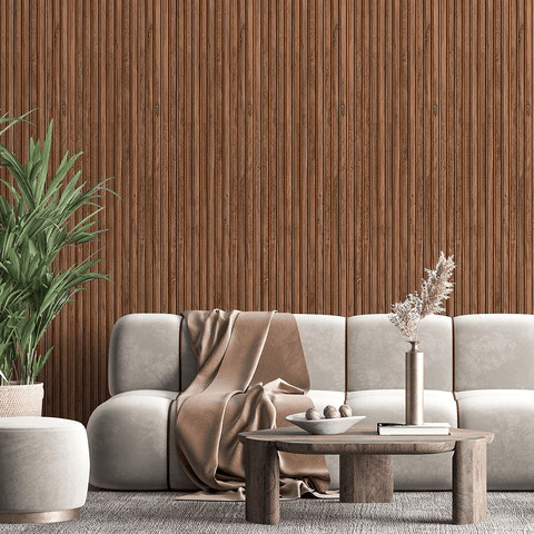 Papel de Parede Madeira Ripado Nogueira