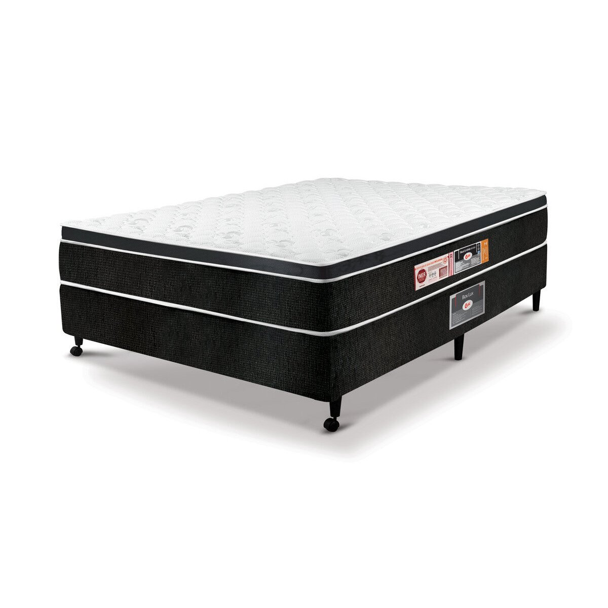 Cama Box Casal Castor Black e White Air One Face D33 138x188x50 + Box Castor - 1