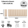 Cabeceira Queen Veludo Marfim Placa Modulada Estofada Ripada Adesiva - 5