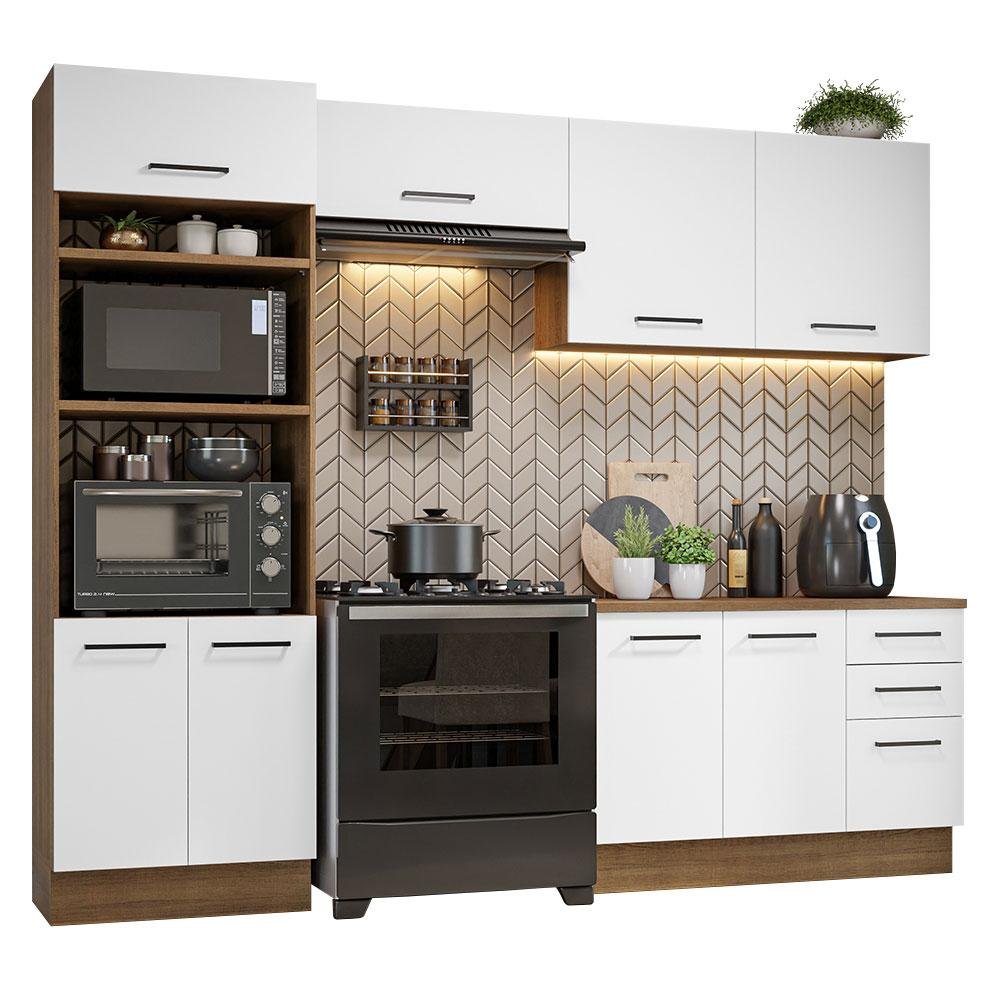 Armário de  Cozinha Completa 270cm Rustic/Branco Agata Madesa 07 - 3