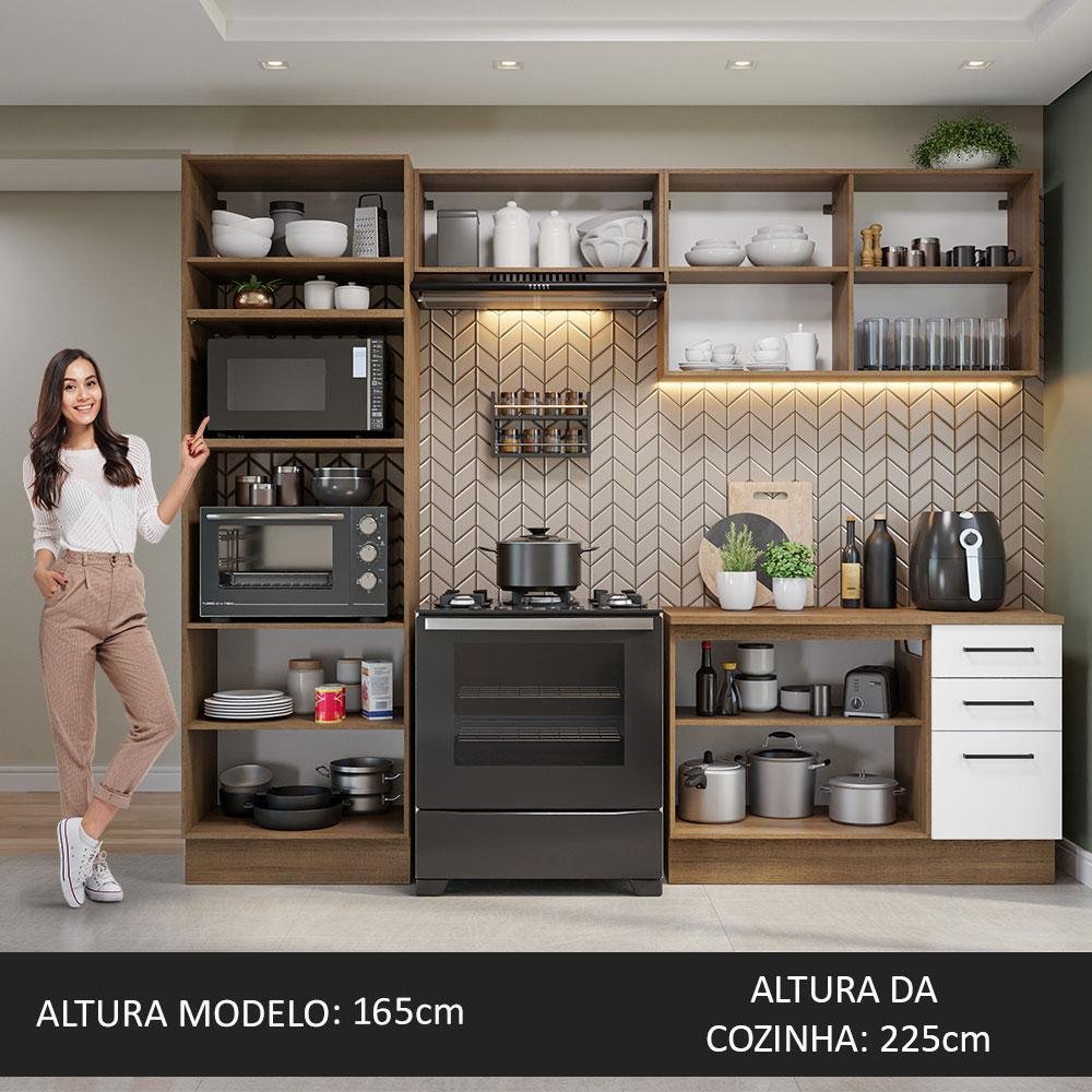 Armário de  Cozinha Completa 270cm Rustic/Branco Agata Madesa 07 - 6