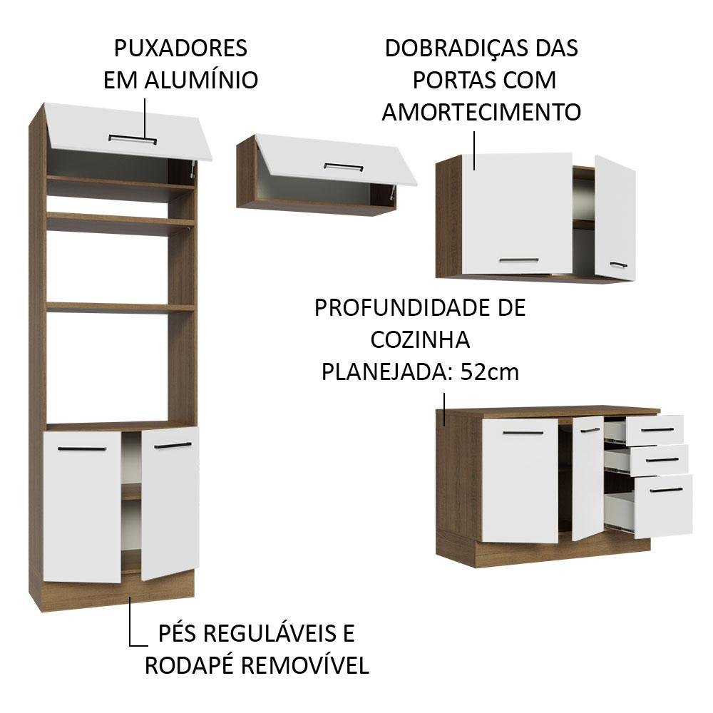 Armário de  Cozinha Completa 270cm Rustic/Branco Agata Madesa 07 - 5