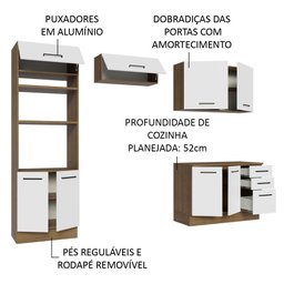 Armário de  Cozinha Completa 270cm Rustic/Branco Agata Madesa 07 - 5
