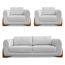 Ver imagem 1 de Kit 2 Poltronas e Sofá 2 Lugares Linho Pés Castanho Cinza