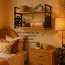 Ver imagem 3 de Kit 3 Suportes Prateleira Preto Estilo Industrial Não Descasca Não Enferruja Decorativo Organizador