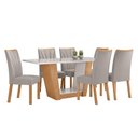 Ver imagem 2 de Mesa 1,70 Apogeu com Vidro + 06 Cad.apogeu Tecido Veludo Liso Capuccino Amendoa Cle/off