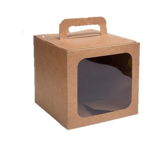 Kit 25 Caixa para Panetone Kraft 14x14 Reforçada com Visor MF Caixa Panetone Média - 1