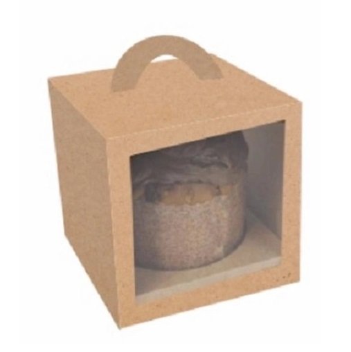 Kit 25 Caixa para Panetone Kraft 14x14 Reforçada com Visor MF Caixa Panetone Média - 2
