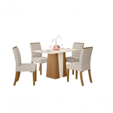 Mesa Jantar Orus 120 4 Cadeiras Vita Linho - Henn