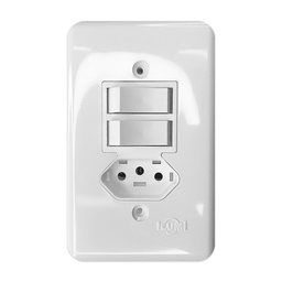 Kit 4 Interruptor 2 Teclas Paralelos 6a com Tomada 10a 2p+t 250v Ilumi Cor:branco - 2