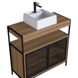 Gabinete de Banheiro Industrial de Chão 80cm P1038 com Cuba Ametista - 4