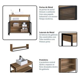 Gabinete de Banheiro Industrial de Chão 80cm P1038 com Cuba Ametista - 6