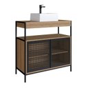 Ver imagem 2 de Gabinete de Banheiro Industrial de Chão 80cm P1038 com Cuba Ametista Bege/Preto/Mel
