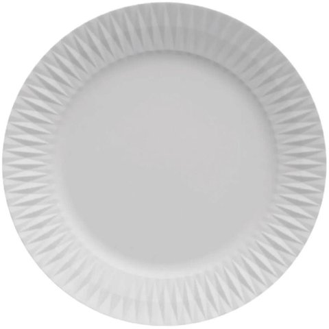 Prato Raso de Porcelana Branca 26,5cm Germer Relevo Diamante Avulso Mesa Posta