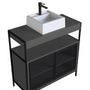Ver imagem 5 de Gabinete de Banheiro Industrial de Chão 80cm P1038 com Cuba Ametista Preto/Grafite