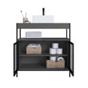 Ver imagem 3 de Gabinete de Banheiro Industrial de Chão 80cm P1038 com Cuba Ametista Preto/Grafite