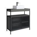 Ver imagem 2 de Gabinete de Banheiro Industrial de Chão 80cm P1038 com Cuba Ametista Preto/Grafite