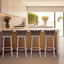 Ver imagem 6 de Kit 4 Bancos Alto Tamborete para Balcão Junco Argila Àrea de Lazer Ilha Bancada bar churrasqueira
