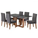 Ver imagem 2 de Mesa de Jantar 6 Lugares Afrodite com Vidro Mel/grafite/veludo Cinza - Viero Móveis