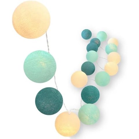 Bolinhas de Luz Cormilu Led, À Pilha, 10 Bolas, 1.5m, (tiffany Verde)