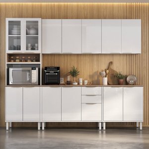 Cozinha Completa em Aço 5 Peças 14 Portas 2 Gavetas Paneleiro Espaço para Forno Renova Itatiaia