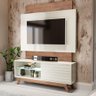 Painel Para Tv até 55 Polegadas + Rack Dalla Costa 100% MDF Cor:Off White com Freijó - 7