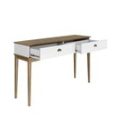 Ver imagem 4 de Aparador Buffet 2 Gavetas 136cm Puxador Concha Pés Madeira Cor:mel Branco