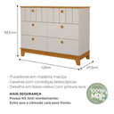 Ver imagem 3 de Cômoda de Bebê com 6 Gavetas Chantilly Expresso Móveis Bege/Off White/Nature