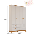 Ver imagem 4 de Guarda Roupa de Bebê 4 Portas 4 Gavetas Chantilly Expresso Móveis Bege/Off White/Nature