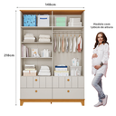 Ver imagem 3 de Guarda Roupa de Bebê 4 Portas 4 Gavetas Chantilly Expresso Móveis Bege/Off White/Nature