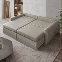 Ver imagem 3 de Sofá sem Caixa Retrátil Reclinável Charlie 2,10m Linho Pet Friendly D28 Vira Cama Casal Bege Taupe