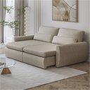 Ver imagem 1 de Sofá sem Caixa Retrátil Reclinável Charlie 2,10m Linho Pet Friendly D28 Vira Cama Casal Bege Taupe