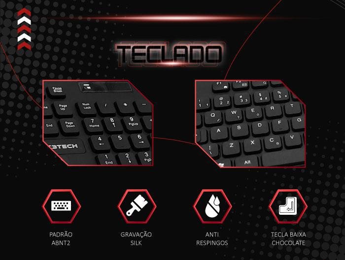 Kit Teclado e Mouse sem Fio C3tech K-w20 Preto Pt/br Abnt2 - 7