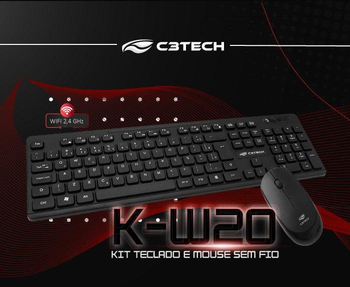 Kit Teclado e Mouse sem Fio C3tech K-w20 Preto Pt/br Abnt2 - 5