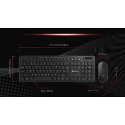 Kit Teclado e Mouse sem Fio C3tech K-w20 Preto Pt/br Abnt2 - 6
