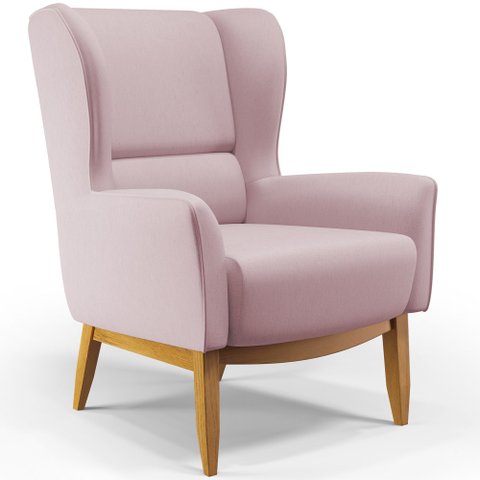 Poltrona Decorativa Fixa Base de Madeira Milena D02 Veludo Rosê B-305 - Lyam Decor