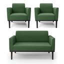 Ver imagem 1 de Conjunto 2 Poltronas e 1 Namoradeira Decorativa Isabella Pés Fixo em Madeira Preto Suede Verde G19 -