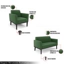 Ver imagem 3 de Conjunto 2 Poltronas e 1 Namoradeira Decorativa Isabella Pés Fixo em Madeira Preto Suede Verde G19 -