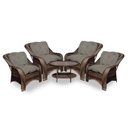 Ver imagem 1 de Conjunto de Poltronas Fibra Sintética Melo - 4 Poltronas + 1 Mesa Centro - Tecido Duna Fendi