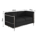Ver imagem 3 de Sofá Le Corbusier 2 Lugares Couro Sintético Linha Premium Design Clássico Sala Escritório - Preto