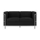 Ver imagem 1 de Sofá Le Corbusier 2 Lugares Couro Sintético Linha Premium Design Clássico Sala Escritório - Preto
