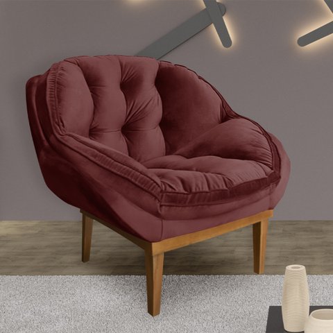 Poltrona Decorativa Confort Veludo MARSALA SKY MOBILE