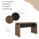 Ver imagem 5 de Mesa para Escritório Pequena Tamburato MDP Nogal/Preto