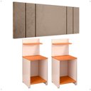 Ver imagem 1 de Kit 2 Mesinhas Off White/cinamomo Prateleira Nicho Cabeceira Cama Box Casal 1,4 Bege Suede - Rpm