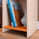 Ver imagem 4 de Kit 2 Mesinhas Off White/cinamomo Prateleira Nicho Cabeceira Cama Box Casal 1,4 Bege Suede - Rpm